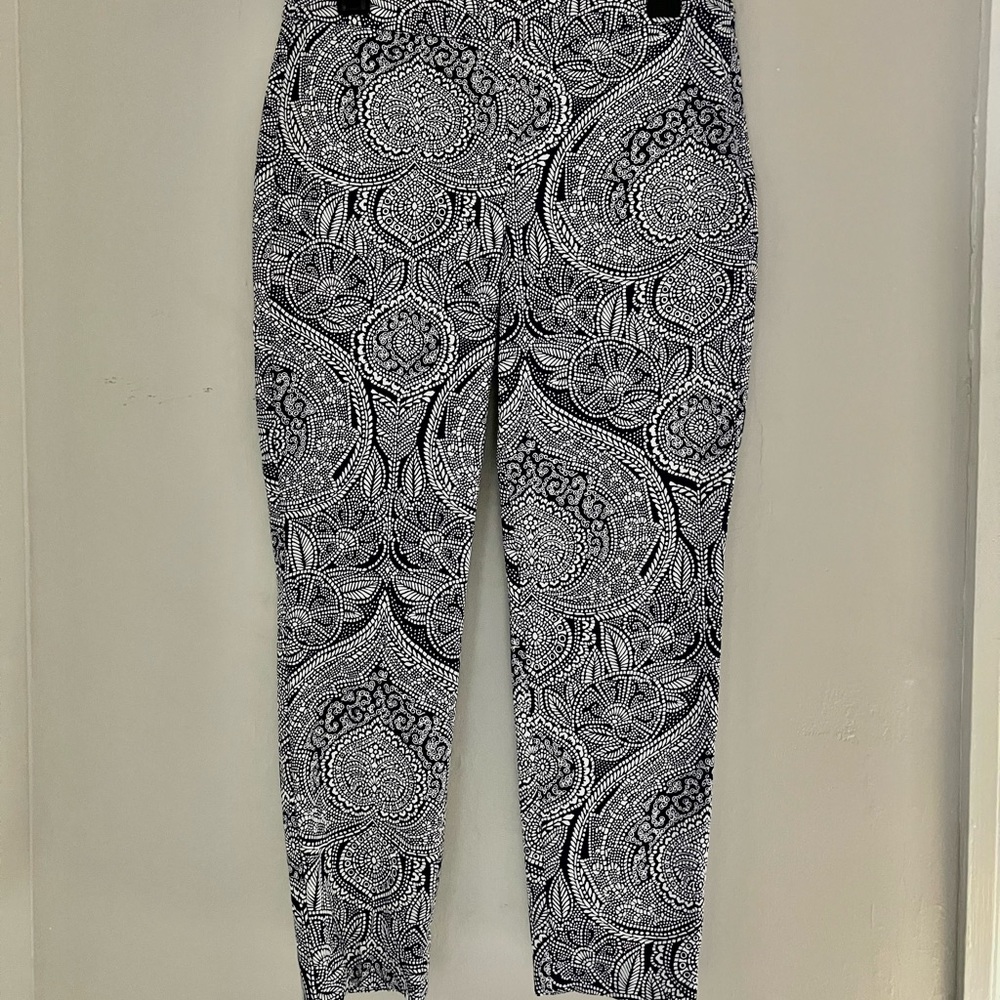 Talbots Navy/White Paisley Chatham Ankle Pants 6P